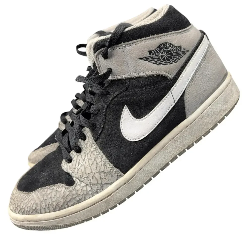 Nike Air Jordan 1 Mid SE Shoes Mens 10.5 Black Grey‎ Elephant Print DM1200-016
